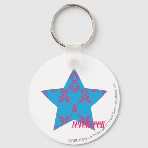 Damastast Magenta-Aqua 2 Nyckelring