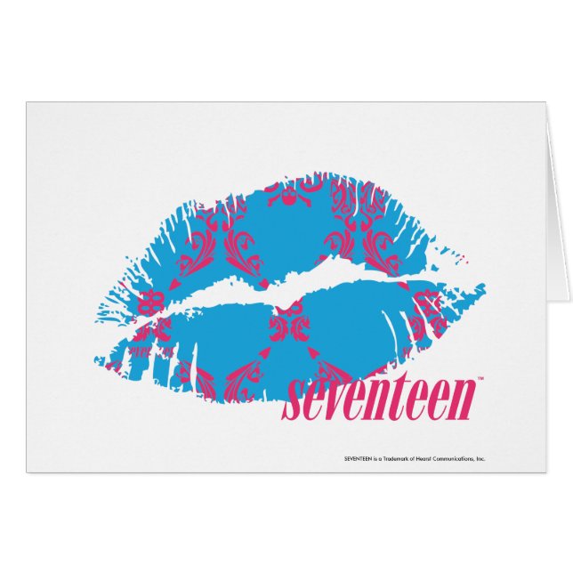 Damastast Magenta-Aqua Hälsningskort (Framsidan Horizontal)