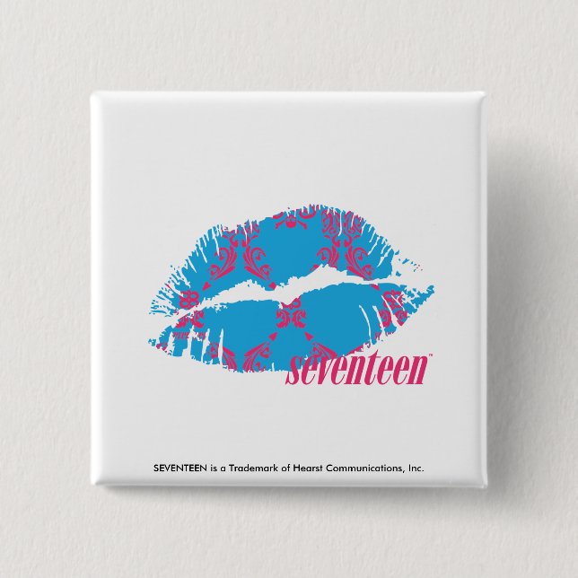 Damastast Magenta-Aqua Knapp (Framsida)