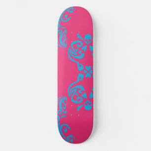 Damastast Magenta-Aqua Skateboard Bräda 19,5 Cm
