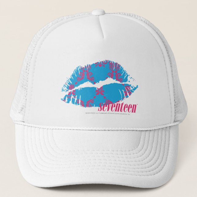 Damastast Magenta-Aqua Truckerkeps (Framsida)