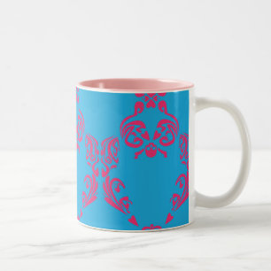 Damastast Magenta-Aqua Två-Tonad Mugg