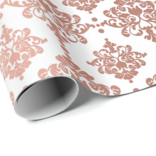 Damastast metallisk kunglig blom- rosa presentpapper