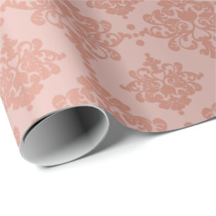 Damastast metallisk kunglig blom- rosa presentpapper