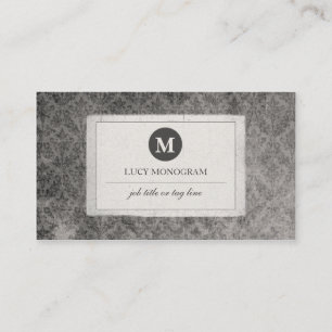 Damastast Monogram för klassikervintage (grå Visitkort