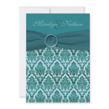 Damastast Monogrammed bröllopinbjudan för kricka