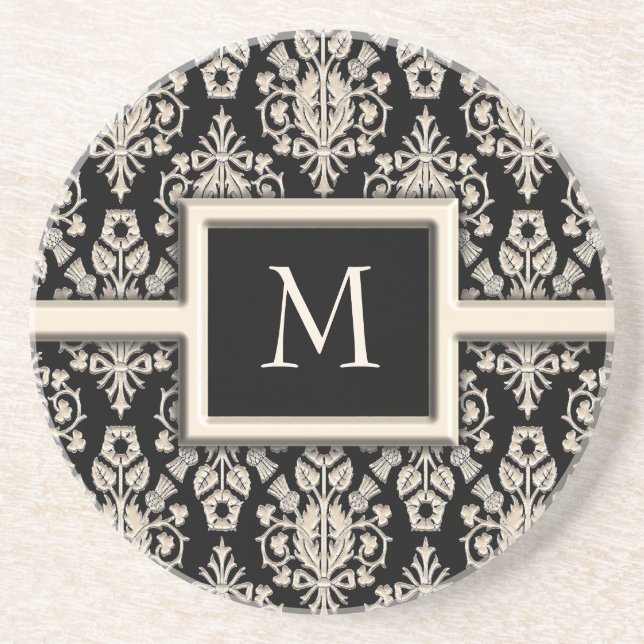 Damastast Monogramunderlägg Underlägg (Framsidan)
