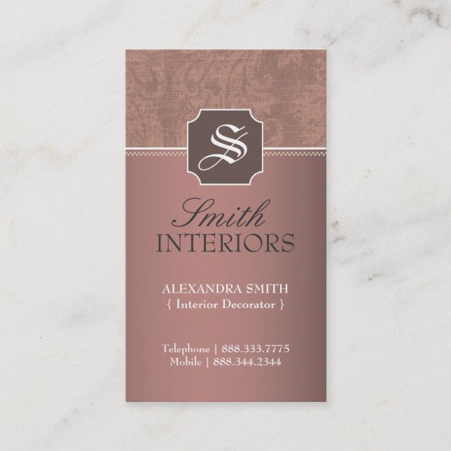 Damastast Monogramvisitkortar Visitkort (Framsida)