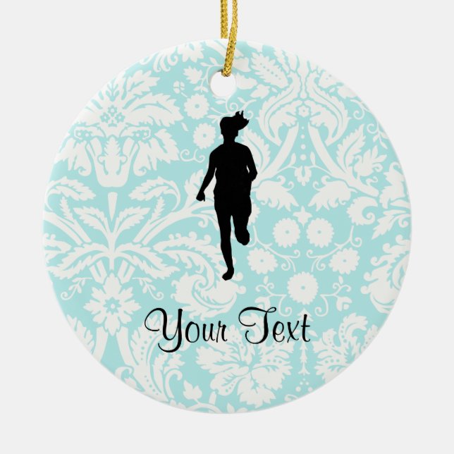 Damastast mönster; Flickaspring Julgransprydnad Keramik (Framsidan)