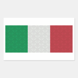 Damastast mönster för italiensk flagga rektangulärt klistermärke