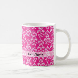 Damastast mönster för shock rosa kaffemugg