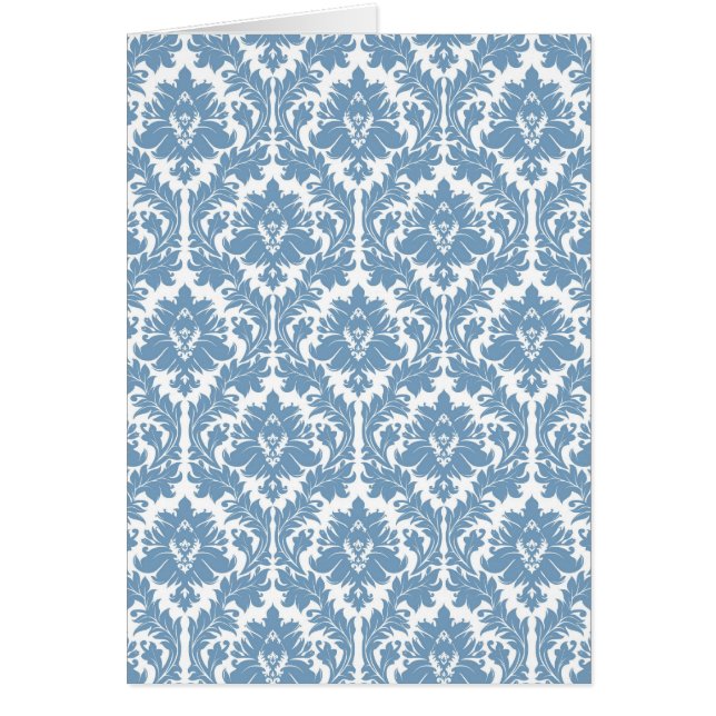 Damastast mönster för skymningblått hälsningskort (Framsidan)