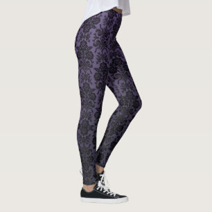 Damastast mönster för svart snöre leggings