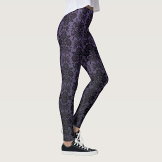 Damastast mönster för svart snöre leggings