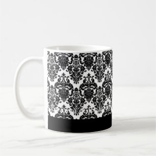 Damastast mugg för elegantSVART- & VITbröllop