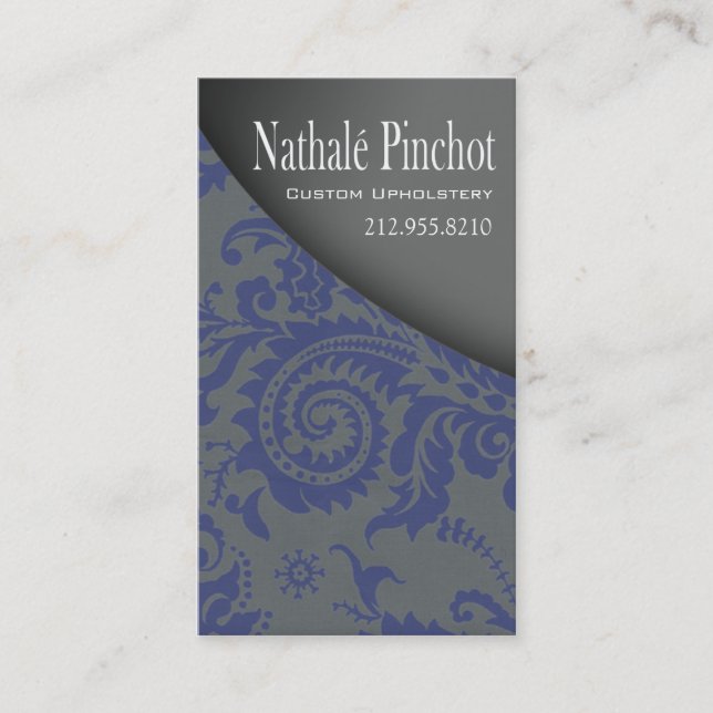 Damastast nedslag - tapetserare, visitkort (Framsida)