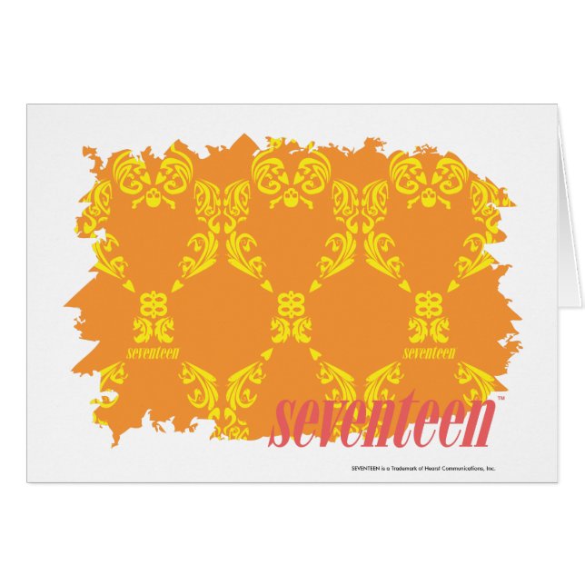 Damastast Orange-Gult 4 Hälsningskort (Framsidan Horizontal)