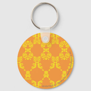 Damastast Orange-Gult Nyckelring