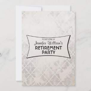 Damastast pensionparty för flott elegantt silver inbjudningar