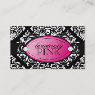 Damastast rosa Emblem för Luxuriously svart vit Visitkort