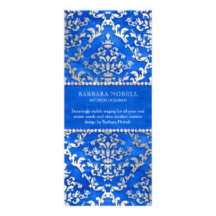 Damastast silver för kunglig skymt för blått reklamkort