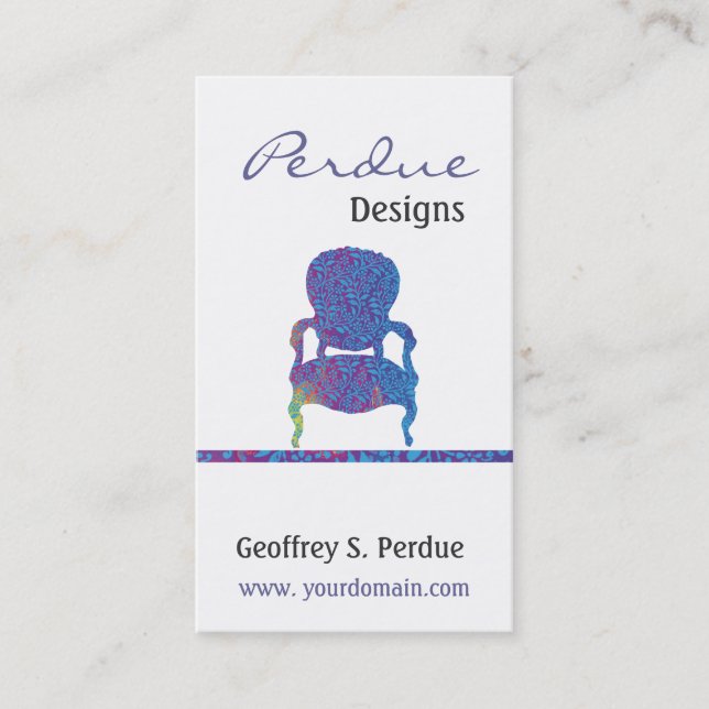 Damastast stol för beställnings- Victorian Visitkort (Framsida)