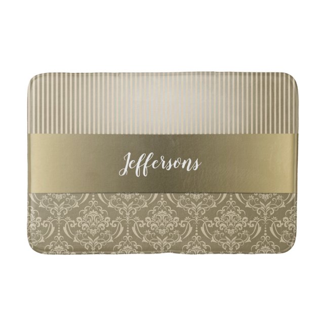 Damastast strukturbadmatta för vintage badrumsmatta (Framsidan)