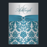 Damastast sweet sixteeninbjudan för silver och för inbjudningar<br><div class="desc">Denna eleganta silvergrått och damastast sweet sixteenfödelsedagsfest inbjudan för kricka har som SKRIVS UT PÅ band- och diamantjuvelbroschen på den. Om du kräver några matcha objekt,  eller om du skulle något liknande det i en annan färgkombination,  eller formaterat för en annan händelse,  e-posten niteowlstudio@gmail.com med din förfrågan.</div>