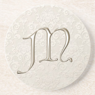 Damastast underlägg för Monogram - brev M Sandsten