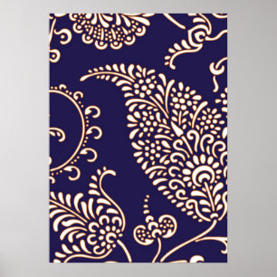 Damastast vintagepaisley flickaktigt blom- chic poster