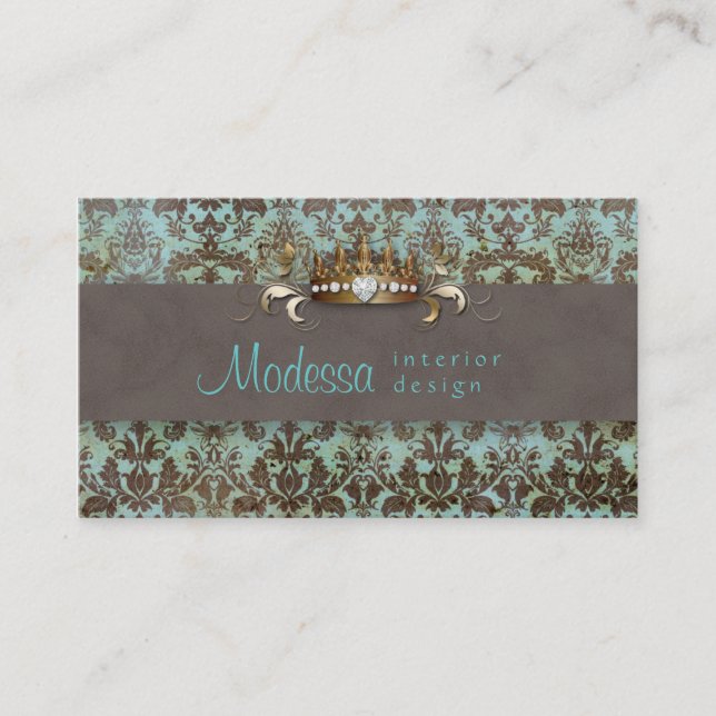 Damastast visitkortinredingsdesign för vintage visitkort (Framsida)