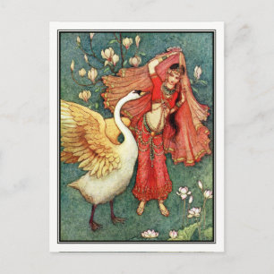 Damayanti och Svan av Warwick Goble Vykort