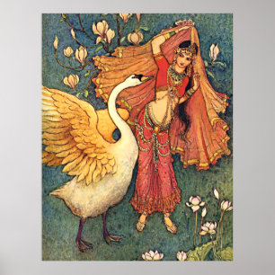 Damayanti och svanen poster
