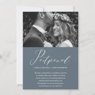 Damblå bröllopsförsening Nytt datum Foto Meddelande
