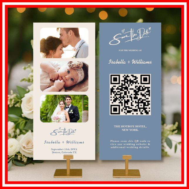 Damblå Bröllopsfoto QR-kod Elegant (Skapare uppladdad)