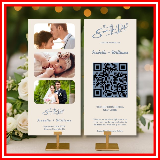 Damblå Bröllopsfoto QR-kod Elegant (Skapare uppladdad)