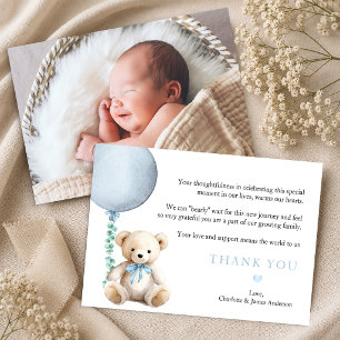 Damblå Nalle Knappt Väntar Baby Shower Tacksamhets Tack Kort