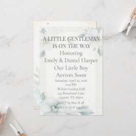 Damblå Narciss Bebispojke Födelsedagsfest Inbjudan