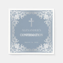 Damblå pojkbekräftelse Elegant falskt silver