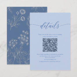 damblå qr blommig trädgård klassiska detaljer kort