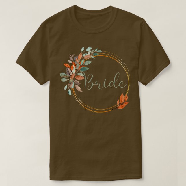Dambröllop Höstblad Brud  T Shirt (Design framsida)