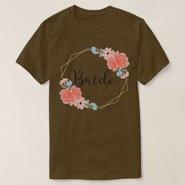 Dambröllop Sängkammarnatt Blomsterkrans Rosa Blå B T Shirt (Design framsida)