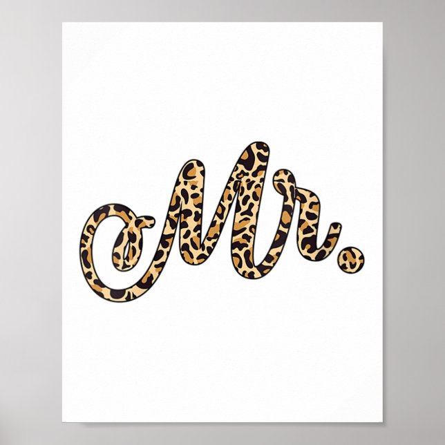 Dambrud Brudgum Mr Leopardtryck Bröllop Matchi Poster (Framsidan)