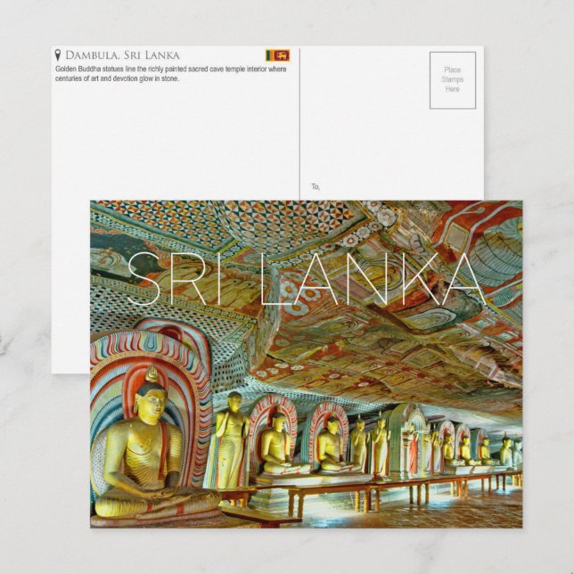 Dambulla-grottorna, Sri Lanka Resebrevkort Vykort (Fram/baksida)