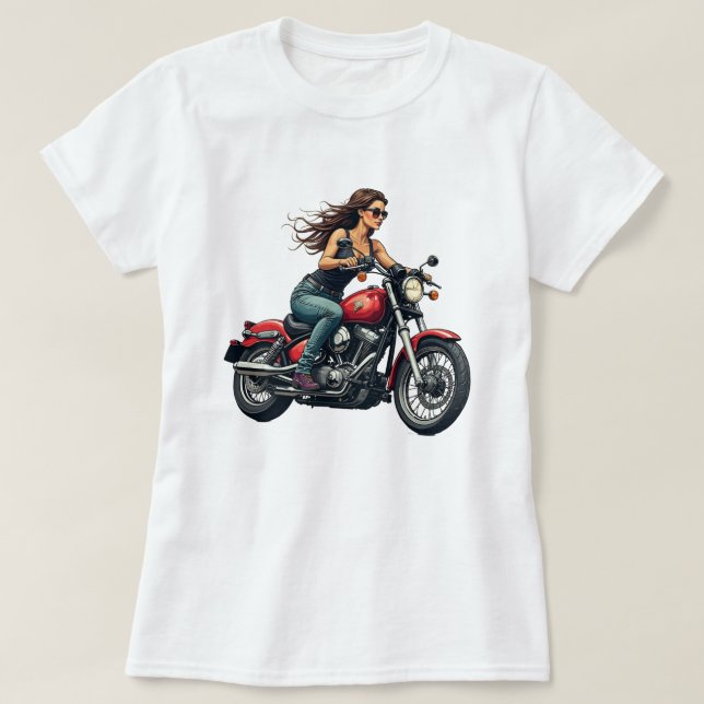 Damcyklist på vägen t shirt (Design framsida)