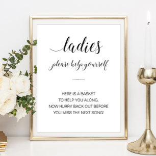 Damdammarnas toalettkorg Elegant bröllopsskylt Poster