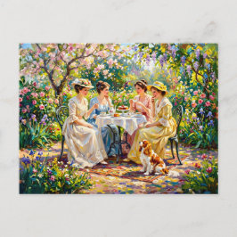 Damdammens trädgårdssamkväm med Cavalier Spaniel Vykort