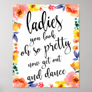 Damdammtoalett Blommig 8x10 Bröllopsskylt Poster