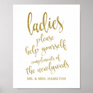 Damdammtoalettkorg Glitter 8x10 Bröllopsskylt Poster