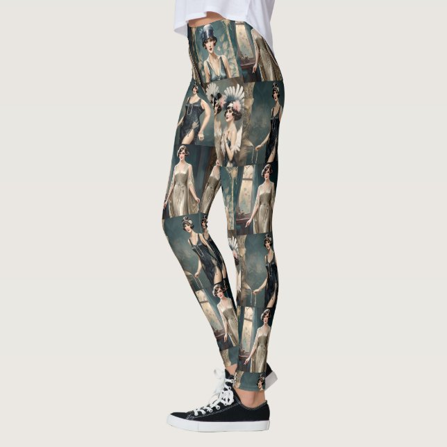 Damdiktsmode Foto Collage 1920-talet, Leggings (Vänster)